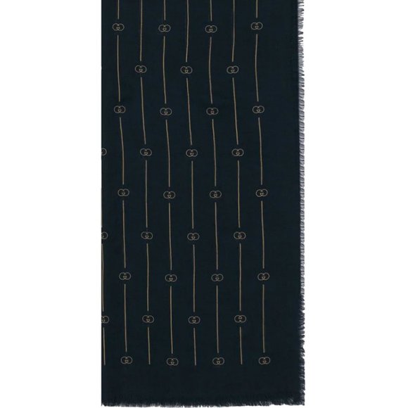 Gucci GG Thin Striped Scarf in Midnight Blue NEW - Picture 1 of 7
